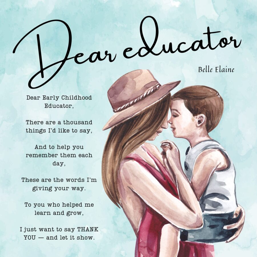 dear educator english version belle elaine auteure author book idea gift for early childhood educator cover