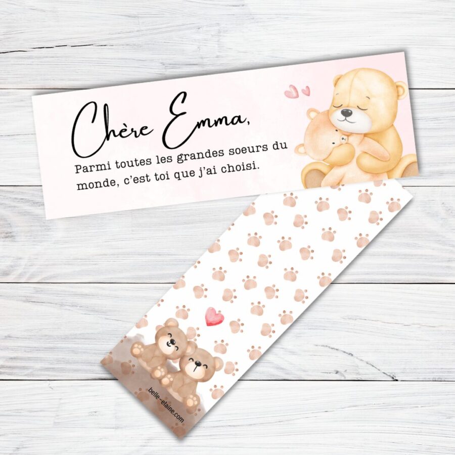 signet personnalisé cher futur grand frère grande soeur livre enfant belle elaine auteure bébé prénom révélation sexe grossesse