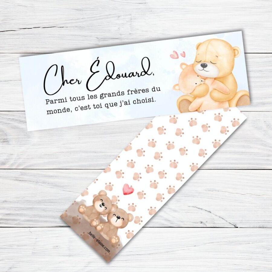 signet personnalisé cher futur grand frère grande soeur livre enfant belle elaine auteure bébé prénom révélation sexe