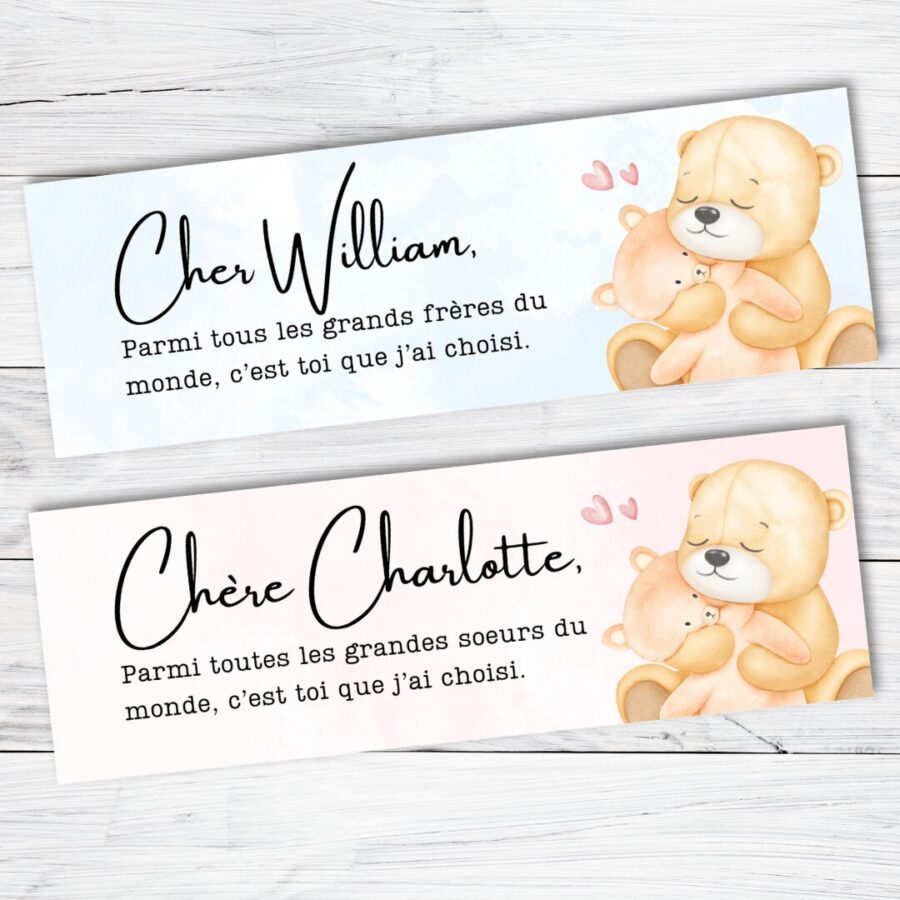 signet personnalisé cher futur grand frère grande soeur livre enfant belle elaine auteure