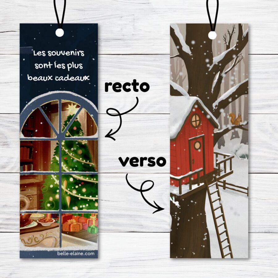 signet tous les Noëls sont différents marque-page livre enfant temps des fêtes père Noël lutin hiver décembre jeunesse belle elaine auteure histoire famille différence illustrations sapin