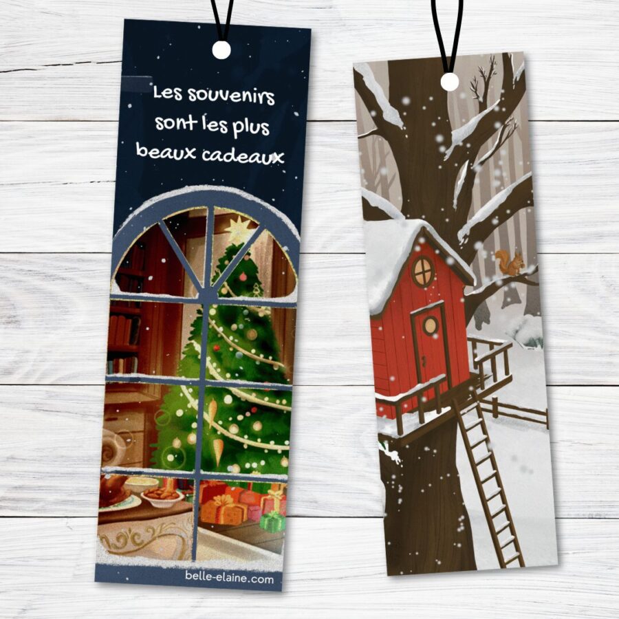 signet tous les Noëls sont différents marque-page livre enfant temps des fêtes père Noël lutin hiver décembre jeunesse belle elaine auteure histoire famille différence