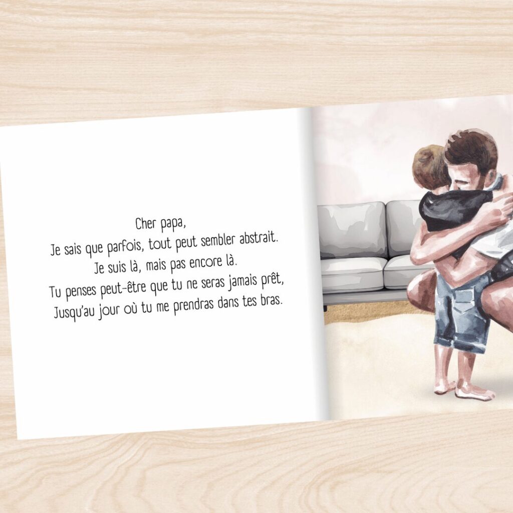 cher papa livre annoncer grossesse annonce idée originale enfant maternité maman cadeau touchant belle elaine auteure enceinte bébé shower intérieur page